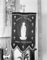 Bannière de procession : sainte Flamine, Vierge à l'enfant, église paroissiale Notre-Dame-des-Fleurs (Gestel)