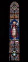 Ensemble des 3 verrières à personnages des baies 0 à 2 : saint Jean-Baptiste, saint Pierre, saint Paul