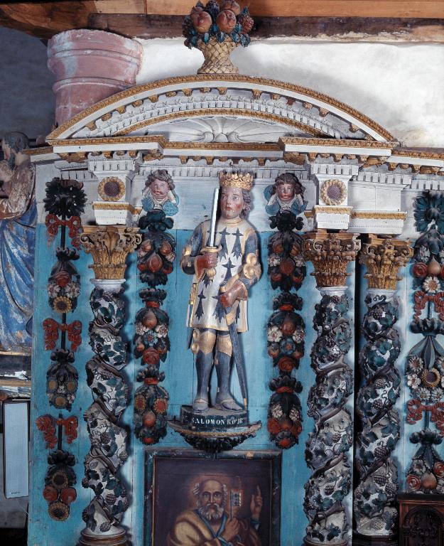 Statue (grandeur nature) : saint Salomon de Bretagne, église paroissiale Saint-Barnabé (Langoëlan)