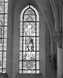 Verrières (3) (verrière à personnages) : saint Christophe, Sacré Coeur, sainte Anne et la Vierge (baies de 0 à 2), église paroissiale Saint-Christophe (Saint-Christophe-des-Bois)