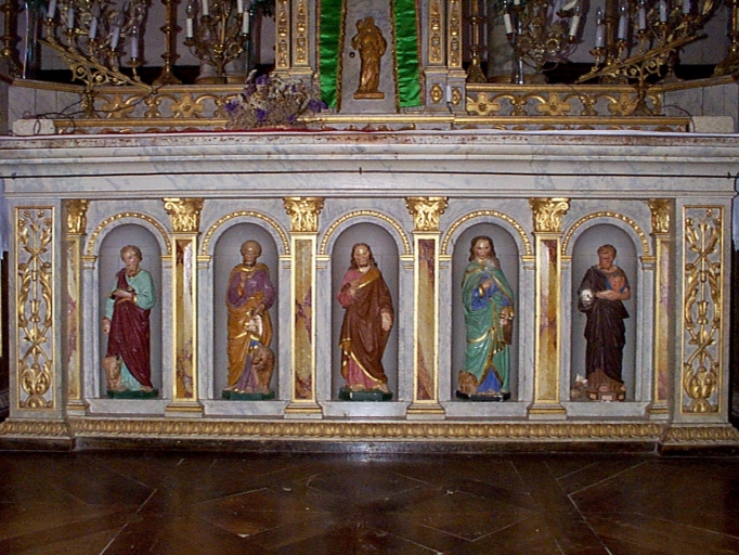 Statues (5) : Christ ; Les quatre Evangélistes