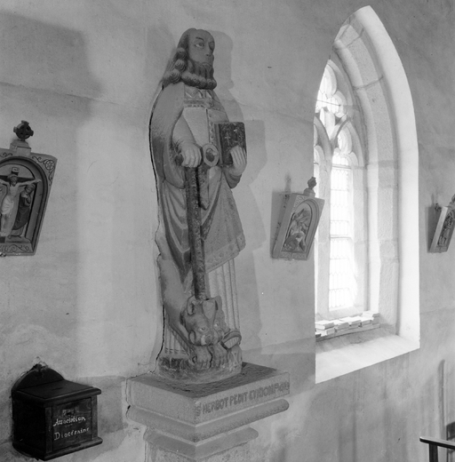 Statue (d'applique, petite nature) : saint Herbot, église paroissiale Saint-Coulitz (Saint-Coulitz)