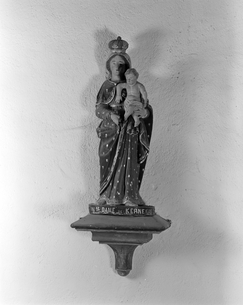 Statue (petite nature) : Vierge à l'enfant dite Notre-Dame-de-Kernenan (n° 1), chapelle Notre-Dame-de-Bonne-Nouvelle (Cléguer)