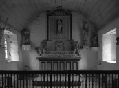 Retable et 2 statuettes d'anges, chapelle Notre-Dame du Paradis (Poullaouen)