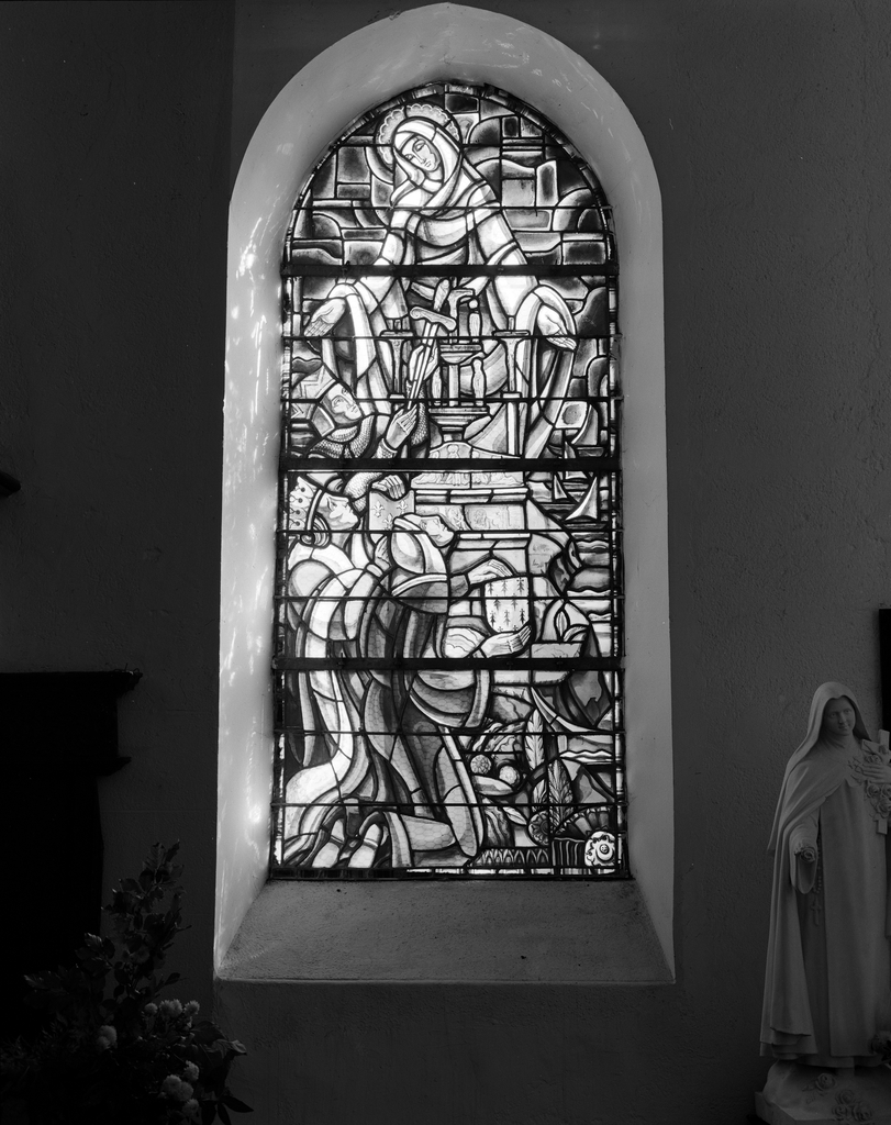 3 verrières historiées (baies 1,2,4), chapelle Notre-Dame-de-Bonne-Nouvelle (Cléguer)