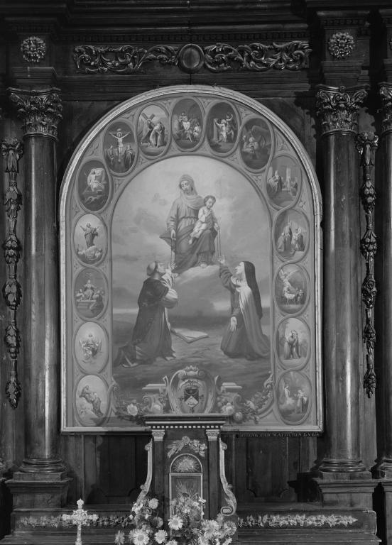Tableau : Donation du Rosaire, église paroissiale Sainte-Cécile (Theix fusionnée en Theix-Noyalo en 2016)