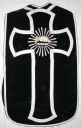 Ornement noir 1 : chasuble, voile de calice, étole et bourse de corporal