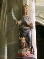 Statue : sainte Catherine d'Alexandrie, église paroissiale Saint-Gildas (Magoar)