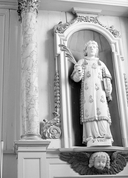 Statue (d'applique, grandeur nature) : Saint Vincent, église paroissiale Saint Malo (Saint-Malo-de-Beignon)
