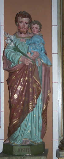 Ensemble de 2 statues en pendant : Education de la Vierge, saint Joseph et l'Enfant