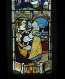 Ensemble des 5 verrières à personnages des baies 0 à 4 : Passion, Vie de la Vierge, La Foi, Sainte Adèle de Pfalzel ; Saint Dagobert, chapelle funéraire de la famille Rohan Chabot (Josselin)