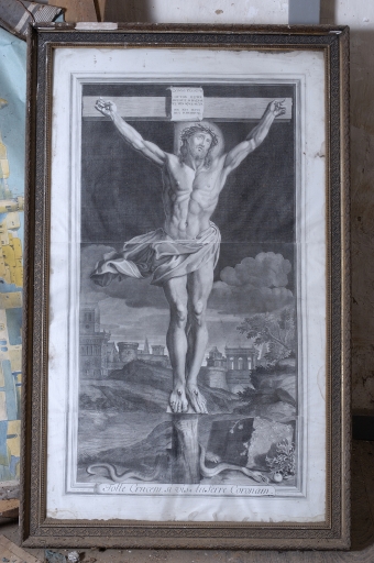 Estampe encadrée : Christ en croix