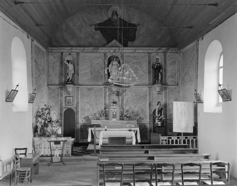 Autel, tabernacle, gradins d'autel (2), retable (maître-autel, autel tombeau, retable à panneau compartimenté), chapelle Notre-Dame-du-Bon-Voyage (Séné)