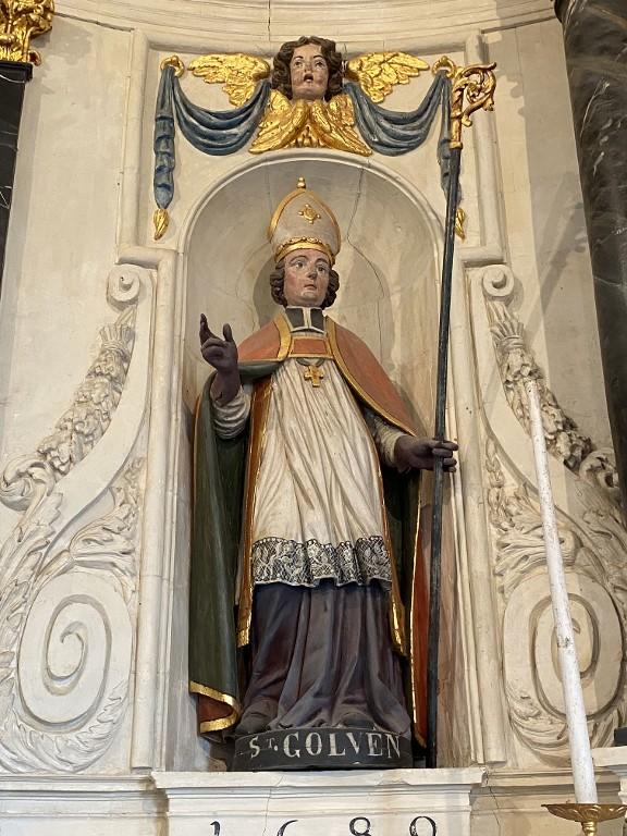 Statue : Saint Golven, chapelle Saint-Golven, le Vieux-Bourg (Taupont)