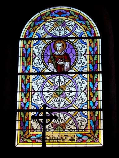 Ensemble de 2 verrières (baies 3, 4) : saint Etienne ; saint Melaine
