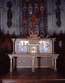 Ensemble du maître-autel (autel, retable, tabernacle, 3 degrés) : Multiplication des pains, Noces de Cana