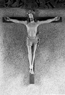 Croix (d'applique, petite nature) : Christ en croix, église paroissiale Saint-Conogan (Tréogan)