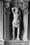 Statue de saint Sébastien, église paroissiale Saint-Pierre (Dompierre-du-Chemin fusionnée en Luitré-Dompierre en 2019)