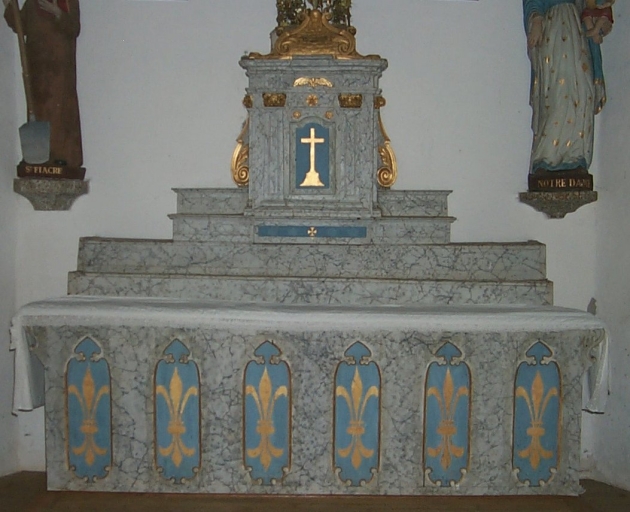 Ensemble du maître-autel : autel, tabernacle, exposition, 4 gradins d'autel