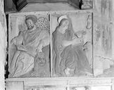 Bas-relief (4, série) : les Evangélistes, chapelle Saint-Sébastien (Saint-Ségal)