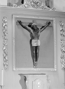 Croix (crucifix), église paroissiale Saint-Beheau (Priziac)