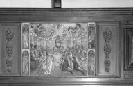 Ensemble de 3 Bas-relief : Profanation de l'Hostie par le Juif de la rue des billettes ; Triomphe du saint-Sacrement, collégiale Saint-Trémeur (Carhaix-Plouguer)