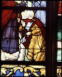 Verrière : scènes de la vie de Saint Pierre et de la vie du Christ, église paroissiale Saint Pierre (Beignon)