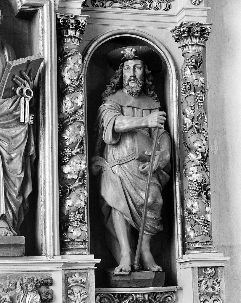 Statue (2, d' applique, petite nature) : saint André, saint Jacques le majeur, église paroissiale Notre-Dame-de-Croas-Batz (Roscoff)