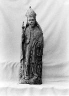 Statue 1 : Évêque, chapelle Saint-Aubin, Lanvaïdic (Port-Launay)