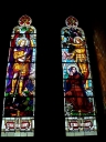 Verrière décorative et à personnages de la baie 000 : sainte Jeanne d'Arc, saint Michel et saint Georges