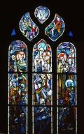 Verrière (2, verrière figurée, baies 3, 4), église paroissiale Saint-Budoc ou Notre-Dame de la Clarté (Beuzec-Cap-Sizun)