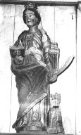 Statue (petite nature, d'applique) : sainte Barbe, église paroissiale Saint-Laurent (Callac)