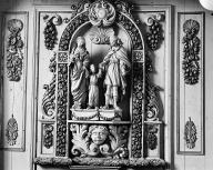 Groupe sculpté (d'applique, petite nature) : Sainte Famille en marche, église paroissiale Saint-Adrien (Santec)