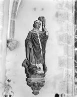 Statue (d'applique, grandeur nature) : saint Paul Aurélien, dit saint Pol de Léon, église paroissiale Saint-Eloi (Mespaul)