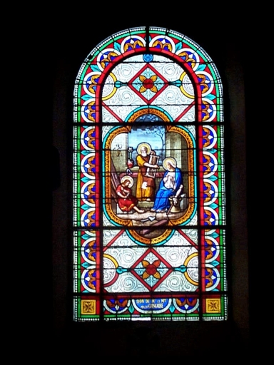 Verrière de la baie 4 (verrière historiée) : sainte Famille