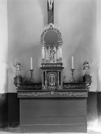 Tabernacle, exposition, gradins d'autel (2), statues (3) (anciennement autel-retable numéro 1), église paroissiale Saint-Magloire (Mahalon)