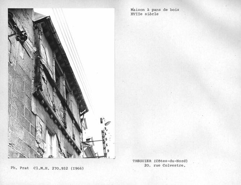 Maison à pan de bois, 20 rue Colvestre (Tréguier)