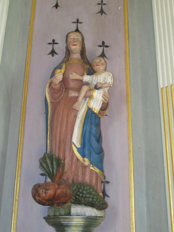 Statue (petite nature, d'applique) : Vierge à l'Enfant dite sainte Marguerite, église paroissiale Saint-Barnabé (Langoëlan)