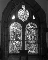 Verrière hagiographique : Prédication de saint Gildas (baie 0), chapelle Saint-Gildas (Pont-Scorff)