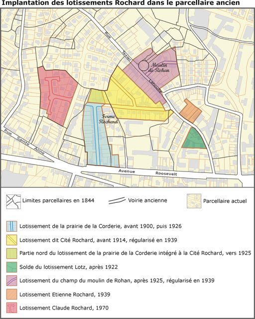 Lotissement du champ du moulin de Rohan, rue des deux frères Texier-Lahoulle ; rue Jean Mermoz (Vannes)