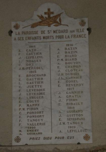 Tableau commémoratif des morts de la guerre 1914-1918
