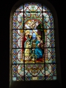 Verrières (3) baies 1, 9 et 10 (verrières historiées) : Baptême du Christ ; Présentation de Jésus au temple ; Annonciation