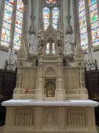 Autel, tabernacle (maître-autel, tabernacle à ailes), style néo-gothique, église paroissiale Saint-Marc-Saint-Joseph (Augan)