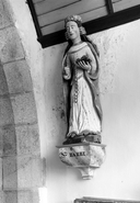 Statue (d'applique, petite nature) : sainte Barbe, église paroissiale Saint-Louis (Tréffrin)