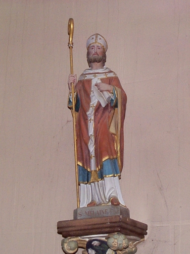 Statue : saint Melaine ; culot