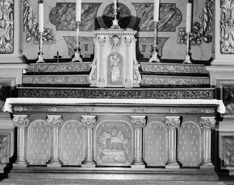 Autel, tabernacle, gradins d'autel (3) (maître-autel, autel tombeau), église paroissiale Saint-Pierre (Baden)