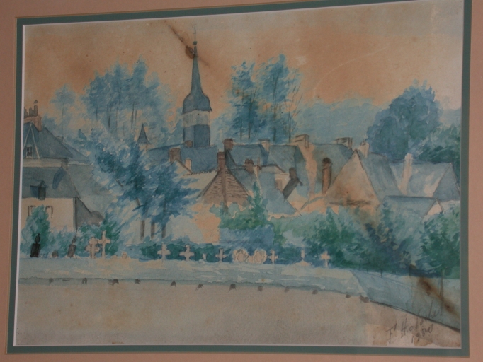 Dessin : Vue de l'ancienne église depuis le cimetière