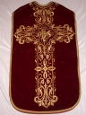Ornement rouge : Chape, chasuble et voile de calice