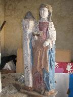 Statue (petite nature) : sainte Barbe, église paroissiale Saint-Barnabé (Langoëlan)