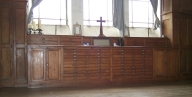 Ensemble de meubles de sacristie : chasublier, 6 armoires